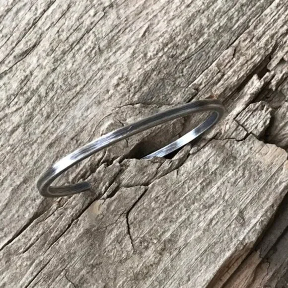 Square Open Cuff Bangle Bracelet 19g (.7oz), 3mm Wide - Picture 4 of 5